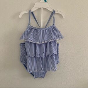 Carter’s 24M Blue Striped Ruffle Swimsuit